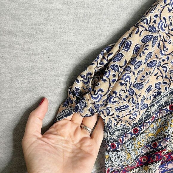 Knox Rose Kimono Womens M/L Floral Patchwork Boho Open Cardigan Duster Lagenlook - Picture 3 of 6